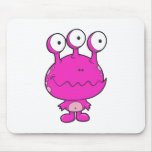 three eyed happy monster  hot pink mouse pads