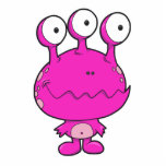 three eyed happy monster  hot pink photo sculptures
