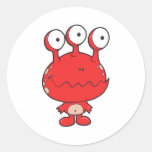 three eyed happy monster red stickers