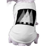 Three Festive Trees. White on Black. Custom pet clothing