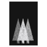 Three Festive Trees. White on Black. Custom flyers