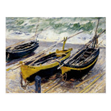 Three Fishing Boats by Monet Post Card