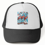 Three Flamingos with Flowers Hats