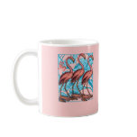 Three Flamingos with Flowers mugs