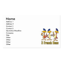three french hens 3rd third day of christmas business cards
