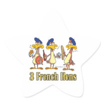 three french hens 3rd third day of christmas star sticker