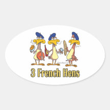 three french hens 3rd third day of christmas sticker