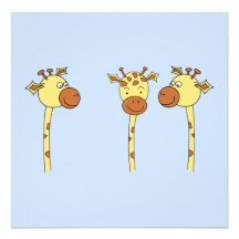 Three Giraffes Cartoon. Personalized Announcement