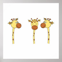 Three Giraffes Cartoon. Poster