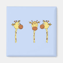 Three Giraffes Cartoon. Refrigerator Magnets