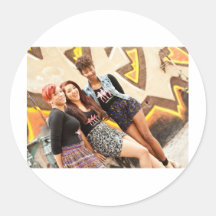 Three GIrls & A Mic Round Stickers