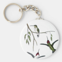 Three Green Hummingbirds Keychain