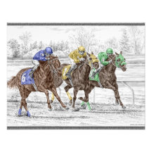 Three Horses Racing - Neck and Neck to Finish Personalized Invites