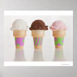 Three ice cream cones posters