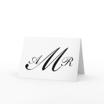 Three Initials Black White Monogram Note Cards