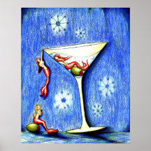 Three Mermaid Martini Print