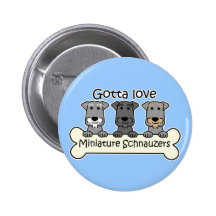 Three Miniature Schnauzers Buttons