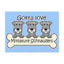 Three Miniature Schnauzers Postcards