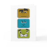 Three Monster Faces cards