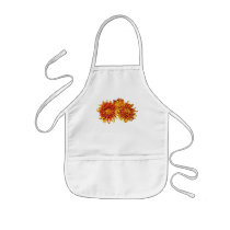 Three Orange Pom Pom Mums Apron