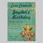 Three Peeking  Giraffes  Birthday Invitation invitations