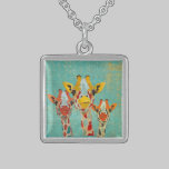 Three Peeking Giraffes Necklace necklaces