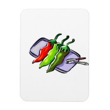 Three Peppers Fork Knife on Tray Graphic Magnets