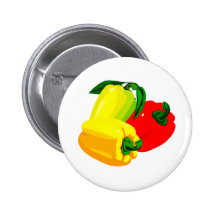 Three peppers graphic red yellow green pinback buttons