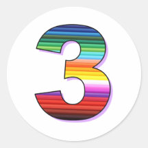 Three - Personalise for Birthdays, Ages or Events. Round Stickers