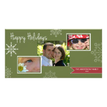 Three Photo Happy Holiday Banner Photo Cards