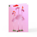 Three Pink Christmas Flamingos cards