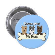 Three Pitbulls Button