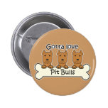 Three Pitbulls Button