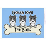 Three Pitbulls Card
