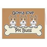 Three Pitbulls Greeting Cards