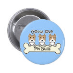 Three Pitbulls Pinback Button