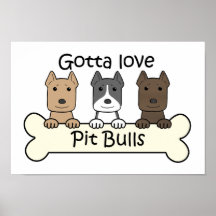 Three Pitbulls Print