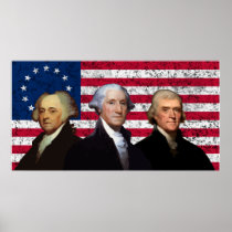 Three Presidents and The American Flag Posters