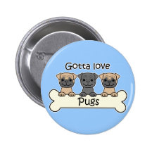 Three Pugs Button