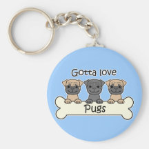 Three Pugs Key Chains