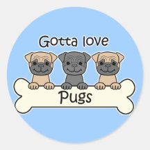 Three Pugs Sticker