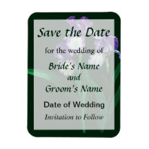 Three Purple and White Irises Save the Date Flexible Magnets