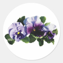 Three Purple Pansies Round Sticker