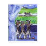 Three schnauzers in window postcard