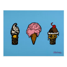 "THREE SCOOPS" POST CARDS