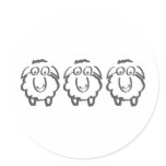 three sheeps round sticker