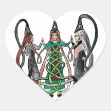 Three Sisters - Celtic witches Heart Stickers