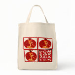 Three slices of pomegranates with text canvas bags