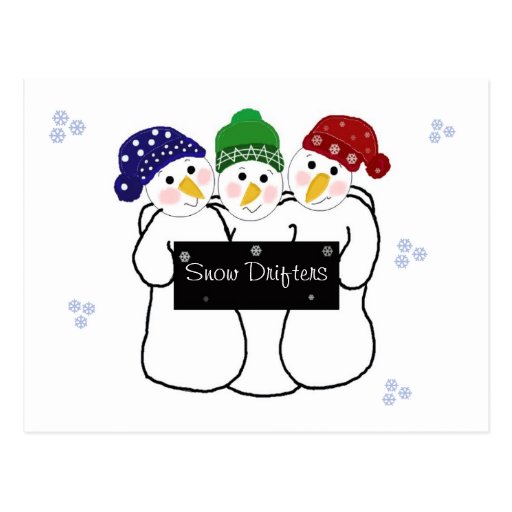 Three Snowmen Snow Drifters Post Cards