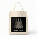 Three Snowy Christmas Trees. Black White. Custom bags